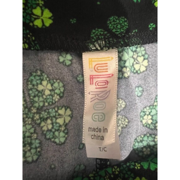 LuLaRoe Leggings TC Green Shamrock Clover Print St Patrick’s Day Soft Stretch - Picture 3 of 3